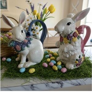 Vintage Whimsical Easter Rabbit Ceramic Pitcher | Hermitage Pottery